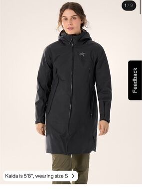 Arc'teryx Black Women's Waterproof Hooded Trench Coat